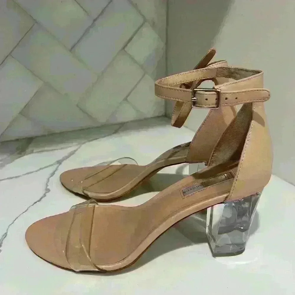 INC heel with ankle strap and clear heel and toe strap size 9.5w